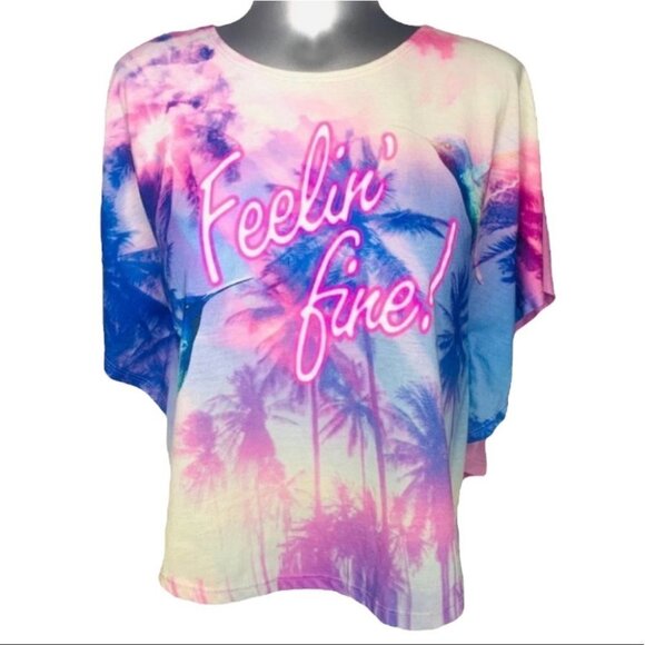 FEELIN’ FINE CROP TOP COLOUR SPLASH TEE WOMEN SIZE MEDIUM - Picture 8 of 8